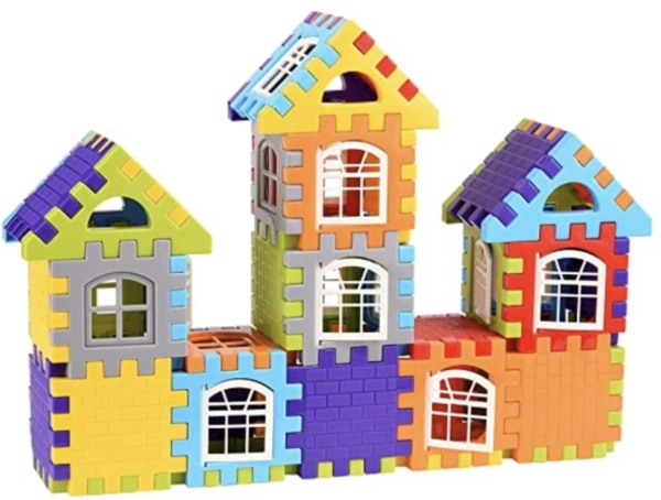 kipa (Made in India) Building Blocks Game Set - 72 pcs + 30 Windows, Multicolour